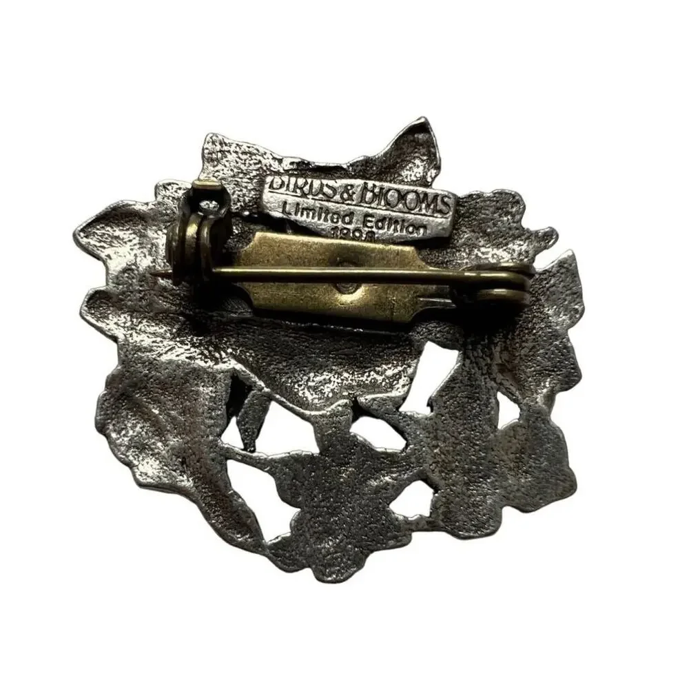 Limited Edition Brooch Pin 1998 Pewter Birds and Blooms
